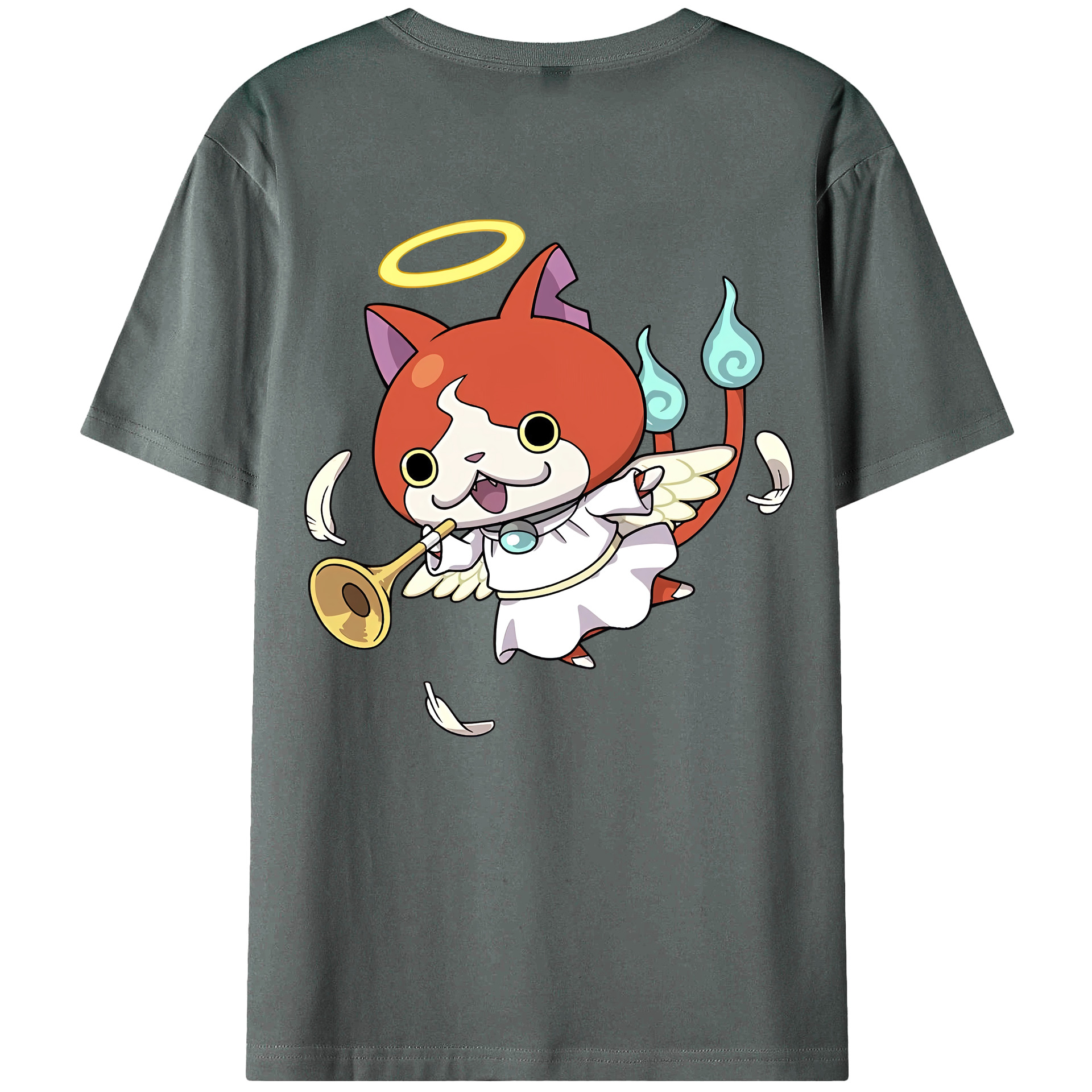 （画像用） 妖怪ウォッチ Yo-kai Watch 綿100％ メンズ半袖Tシャツ（バックプリント） 通気性